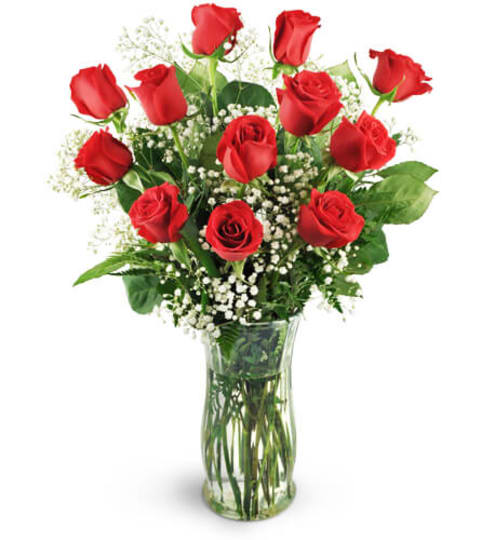 12 Classic Red Roses Floral Arrangement