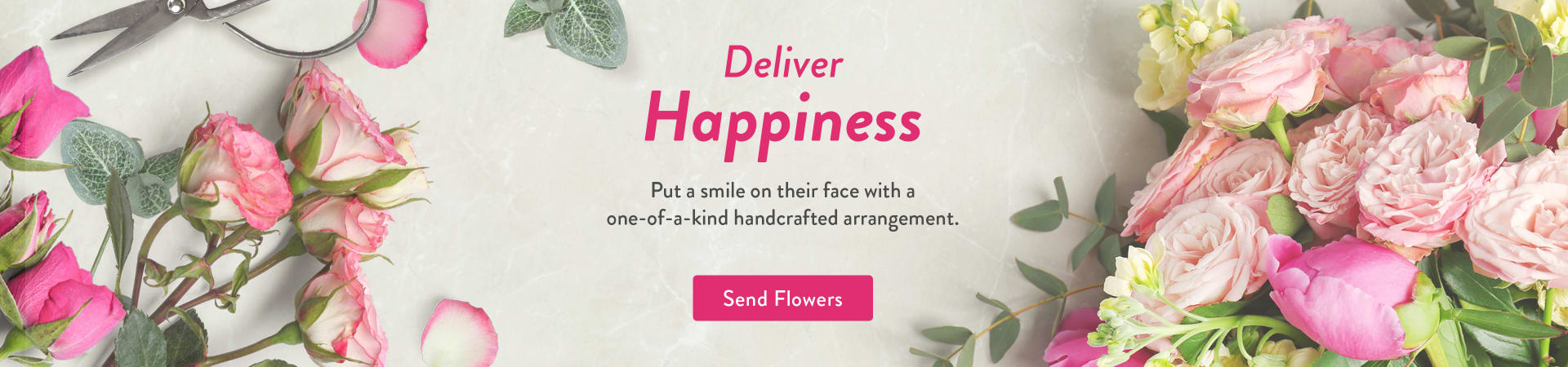 Pink roses, stock, eucalyptus, and florist shears - flower delivery in Durant